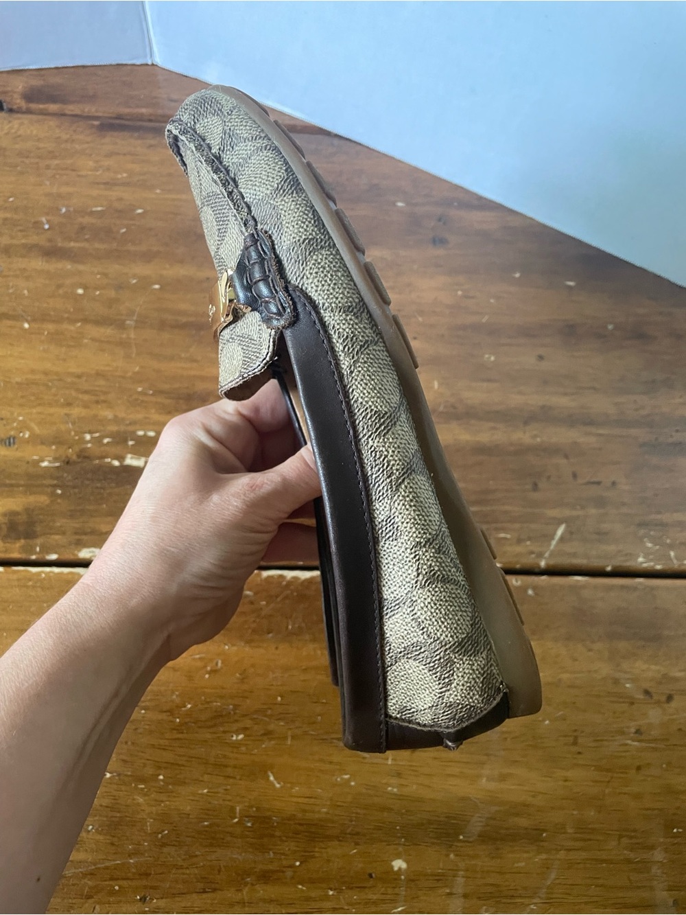 Coach Jacquard Loafers Driving Moccasin shoes flats Leather Signature Logo 7.5 - Picture 9 of 12